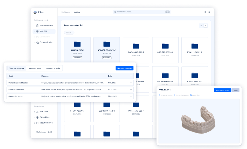 Aperçu de l'interface MyOrthésie